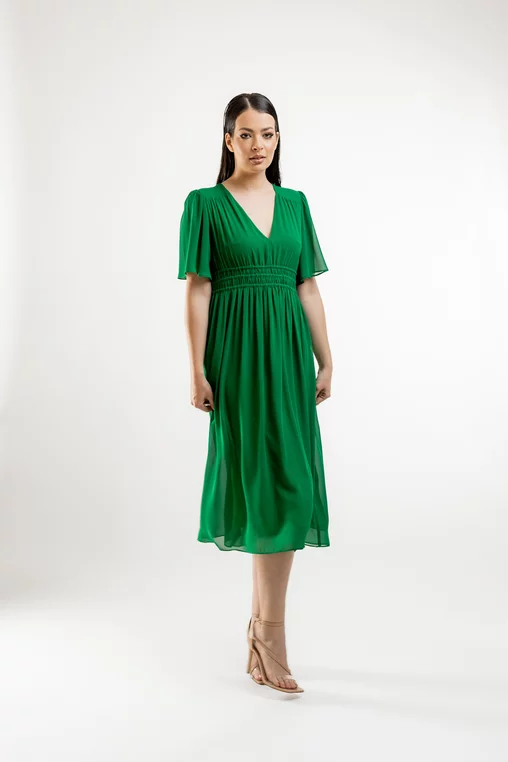 Rochie midi Caramel din voal verde R8423 picture - 12