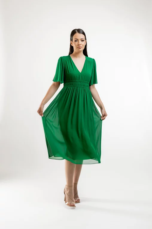 Rochie midi Caramel din voal verde R8423 picture - 6