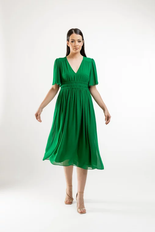 Rochie midi Caramel din voal verde R8423 picture - 10