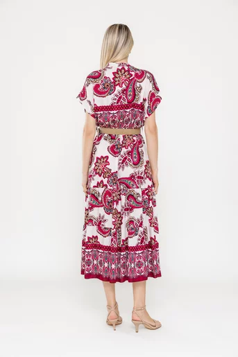 Rochie midi cu curea burgundy RLA0521