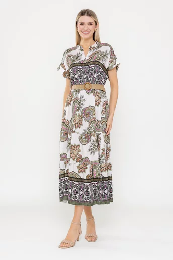 Rochie midi cu curea kaki RLA0521