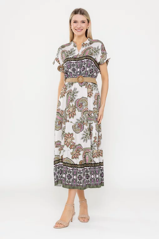 Rochie midi cu curea kaki RLA0521 picture - 1