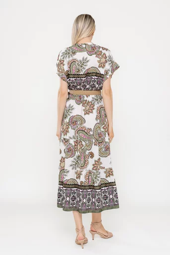 Rochie midi cu curea kaki RLA0521