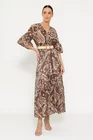 Rochie midi cu curea maro RBR0302 thumbnail picture - 