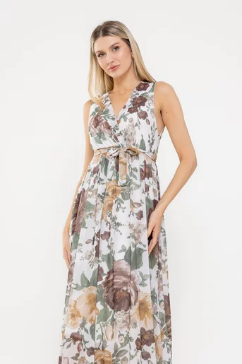 Rochie midi cu decolteu în v si imprimeu floral multicolor RLA0524