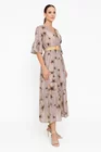 Rochie midi cu decolteu suprapus taupe RRB0507 thumbnail picture - 