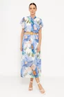Rochie midi cu eșarfă și curea bleu RLO0305 thumbnail picture - 