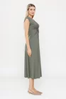 Rochie midi cu nod în talie kaki RLA0503 thumbnail picture - 