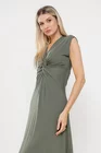 Rochie midi cu nod în talie kaki RLA0503 thumbnail picture - 