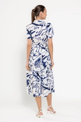 Rochie midi cu pliuri si cordon RBD0311
