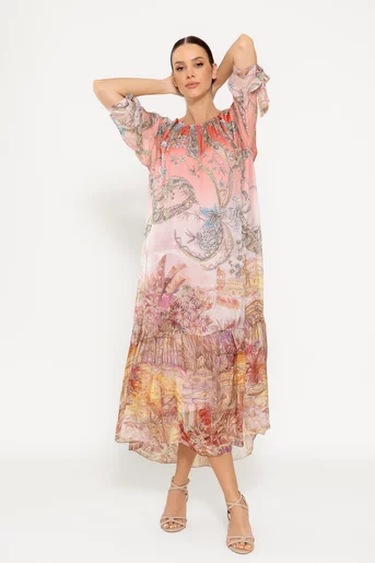 Rochie midi cu volan amplu corai RHF0304