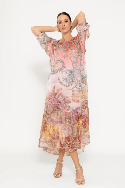 Rochie midi cu volan amplu corai RHF0304 picture - 1