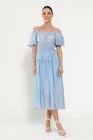 Rochie midi decorată cu strasuri bleu RFY0303 thumbnail picture - 