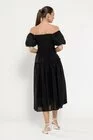 Rochie midi decorată cu strasuri neagră RFY0303 thumbnail picture - 