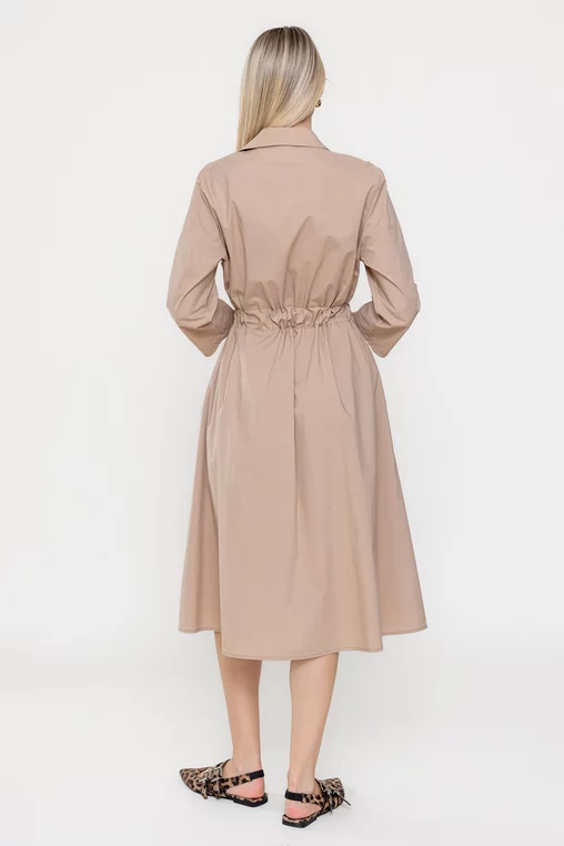 Rochie midi din bumbac bej RSUN60301 thumbnail picture - 