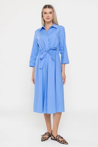 Rochie midi din bumbac bleu RSUN0301