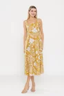 Rochie midi din bumbac cu curea galbenă RLA0527 thumbnail picture - 