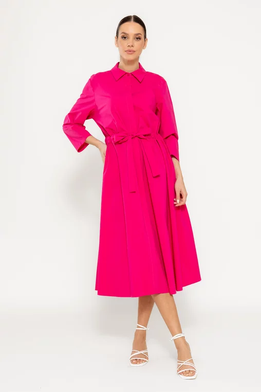 Rochie midi din bumbac fucsia RSUN0301 picture - 1