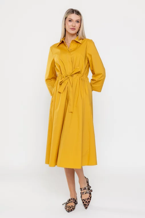 Rochie midi din bumbac galbenă RSUN0301 picture - 1