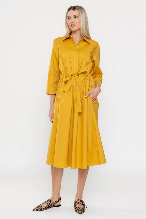 Rochie midi din bumbac galbenă RSUN0301 picture - 4
