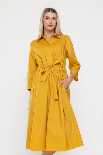 Rochie midi din bumbac galbenă RSUN0301