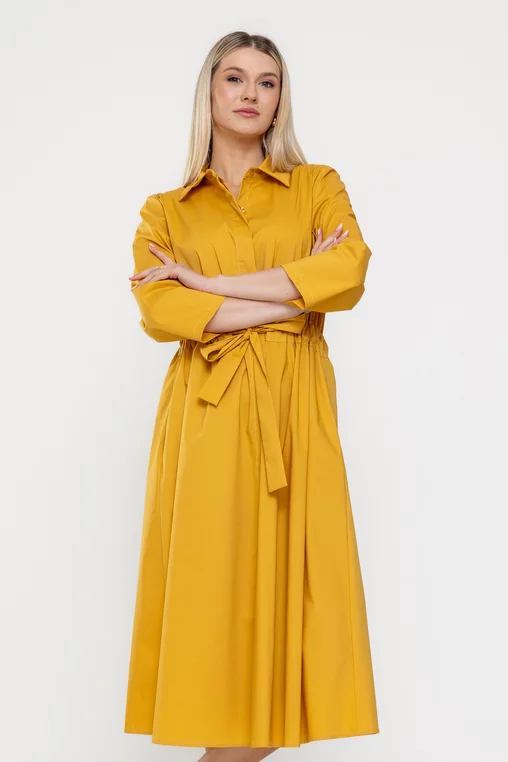 Rochie midi din bumbac galbenă RSUN0301 picture - 5