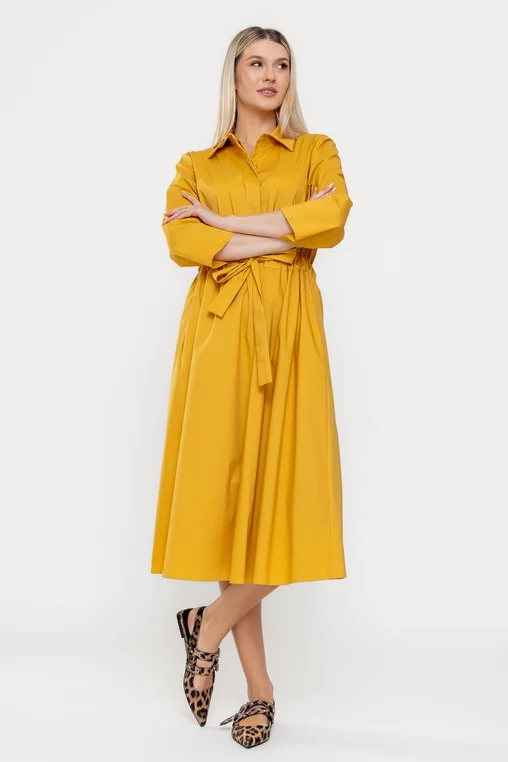 Rochie midi din bumbac galbenă RSUN0301 picture - 6
