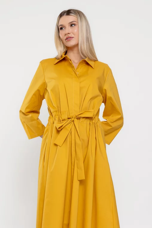 Rochie midi din bumbac galbenă RSUN0301 picture - 7
