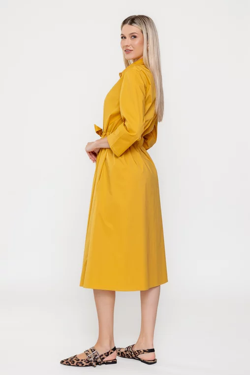 Rochie midi din bumbac galbenă RSUN0301 picture - 8