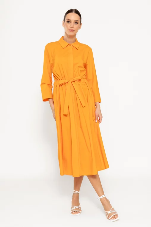 Rochie midi din bumbac orange RSUN0301 picture - 3