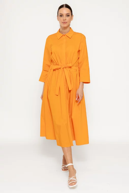 Rochie midi din bumbac orange RSUN0301 picture - 1