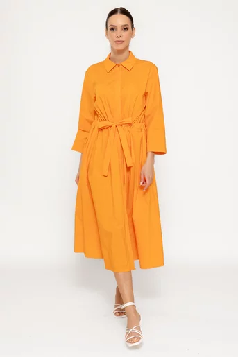 Rochie midi din bumbac orange RSUN60301