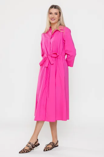 Rochie midi din bumbac roz RSUN0301