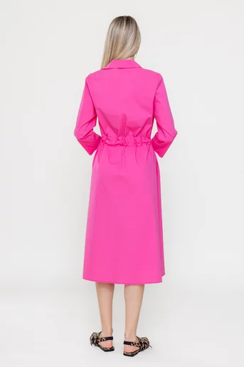 Rochie midi din bumbac roz RSUN0301