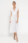 Rochie midi din vâscoză cu cordon ivory RBD0309 thumbnail picture - 