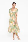 Rochie midi din vâscoză decolteu în v verde R8547 thumbnail picture - 