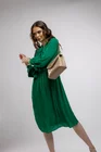 Rochie Caramel midi din voal cu pliuri verde R8408 thumbnail picture - 