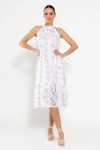 Rochie midi imprimeu fluturi ivory RFY0305
