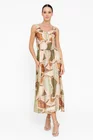 Rochie midi mătase imprimată kaki RGI0501 thumbnail picture - 