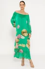 Rochie midi mătase naturală verde deschis RHF0301 thumbnail picture - 