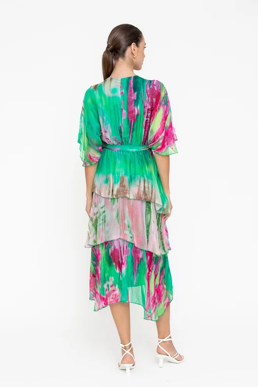 Rochie midi mătase naturală verde RBB0501 picture - 2