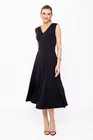 Rochie midi neagră din jerseu, croială în clini R8509 thumbnail picture - 