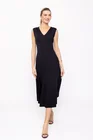 Rochie midi neagră din jerseu, croială în clini R8509 thumbnail picture - 