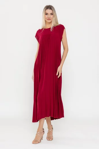 Rochie midi plisată burgundy RLA0517