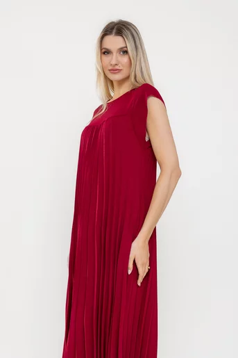 Rochie midi plisată burgundy RLA0517