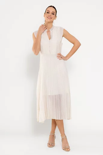Rochie midi plisată ivory RFY0301