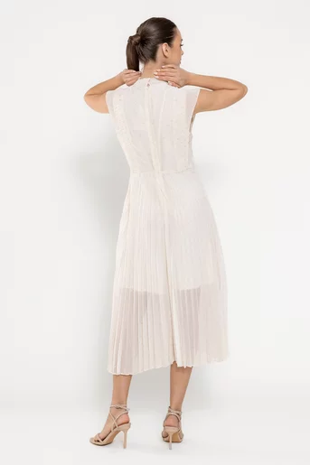 Rochie midi plisată ivory RFY0301