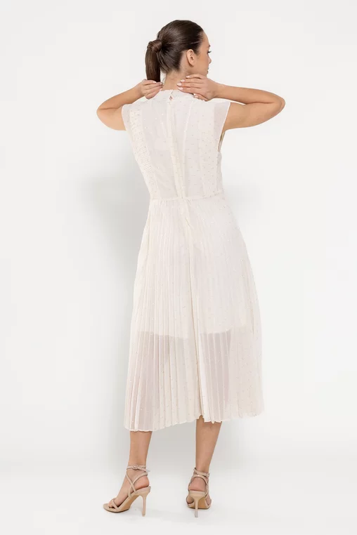 Rochie midi plisată ivory RFY0301 picture - 2