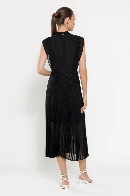 Rochie midi plisată neagră RFY0301 picture - 2