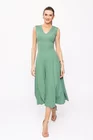 Rochie midi verde din jerseu, croială în clini R8509 thumbnail picture - 